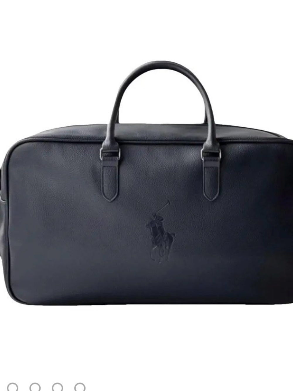 Ralph Lauren Navy Embossed Leather Duffel Bag